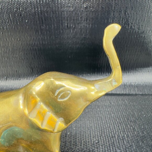 Vintage 1980s Heavy Metal Brass Elephant Figurine Set 2 Figure Decorative VTG - Picture 9 of 13